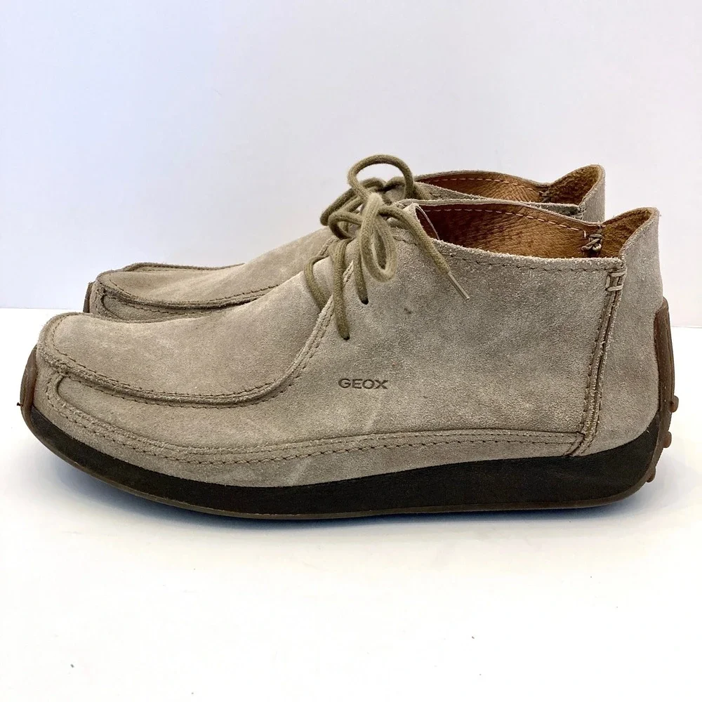 Geox Men's‎ Tan Beige Suede Leather Chukka Ankle Boots Mens EU 43 US 9/9.5 Moc
